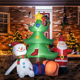 Outsunny Decoratune gonflabila de Craciun cu lumini LED, Brad gonflabil pentru exterior si interior cu umflator inclus | AOSOM RO