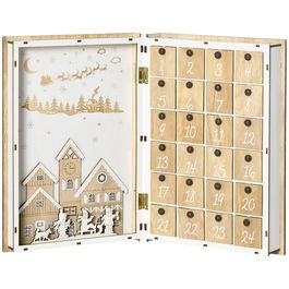 HOMCOM Calendar de Advent, Calendar de Craciun in forma de carte cu decoratiuni tematice,| AOSOM RO