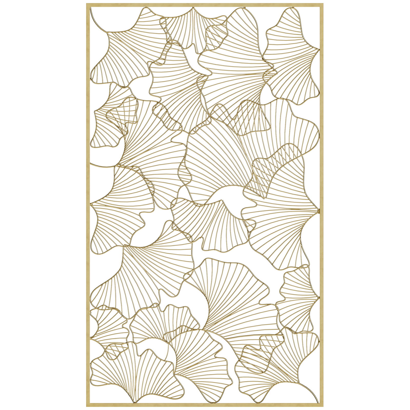 HOMCOM Decor de perete metalic 3D, decoratiune de perete aurie cu cadru dreptunghiular si frunze de ginkgo, 50 x 85 cm | AOSOM RO