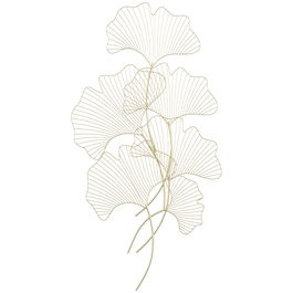 HOMCOM Decor de perete metalic 3D, frunze de ginkgo, auriu 51 x 94,5 cm | AOSOM RO