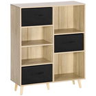 HOMCOM Raft pentru biblioteca cu 7 compartimente, dulap multifunctional cu 3 sertare detasabile, 90x30x102,5 cm, lemn | AOSOM RO