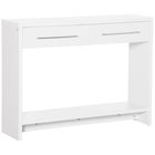 HOMCOM Masa consola din PAL cu polita inferioara si 2 sertare cu maner, masa pentru hol, sufragerie si dormitor, 101,6x28x76,2 cm, alb | AOSOM RO
