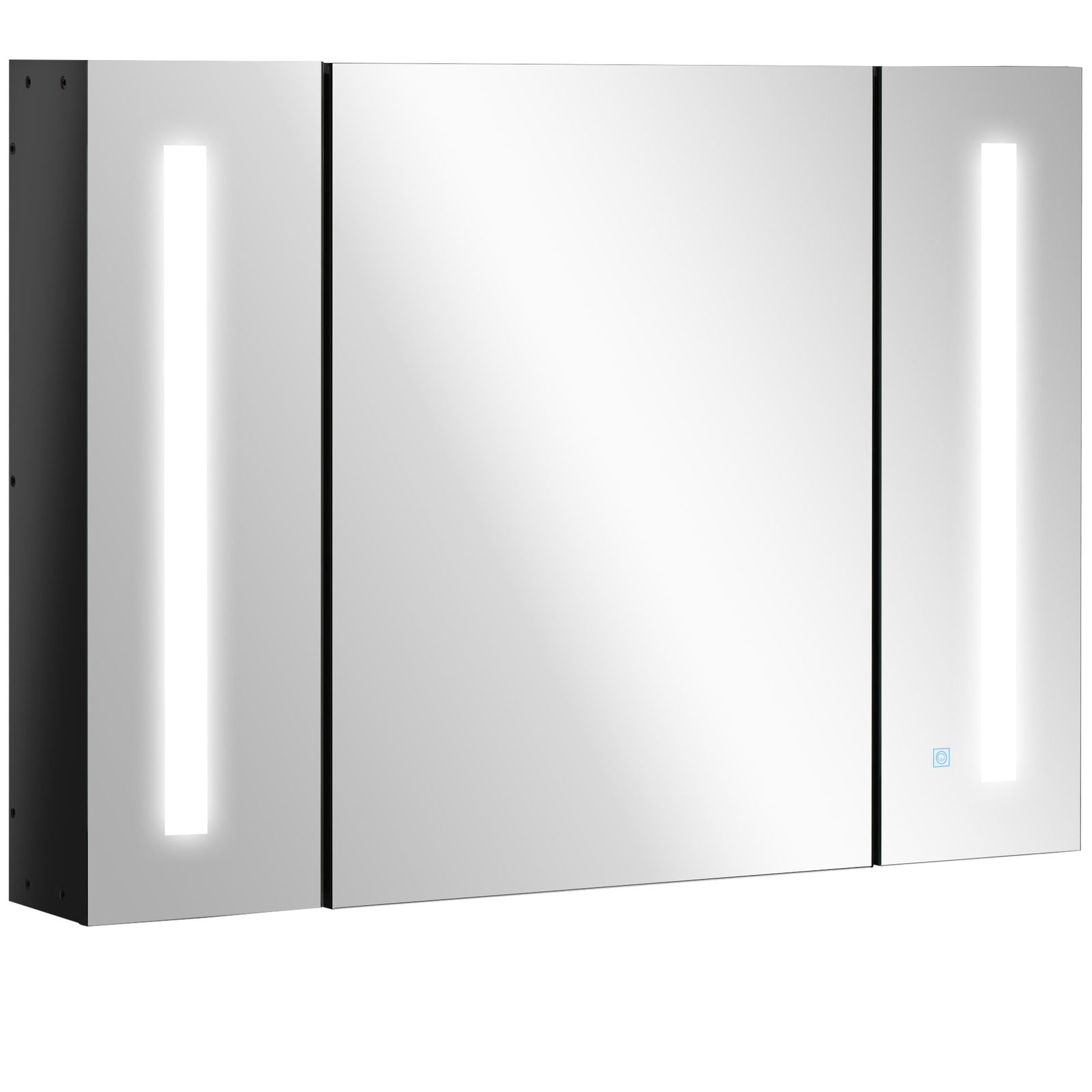 Kleankin Dulap de baie LED cu oglinda,Organizator de depozitare reglabil, USB, Negru lucios | AOSOM RO