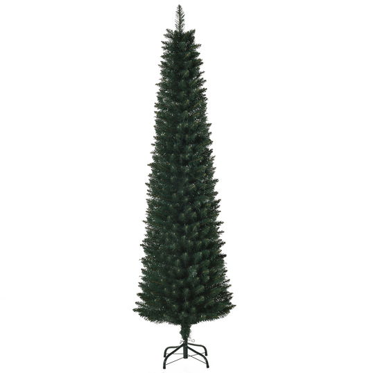 HOMCOM Brad de Craciun Artificial Inalt cu Baza Pliabila, 380 Ramuri, din PVC si Metal, Verde | AOSOM RO