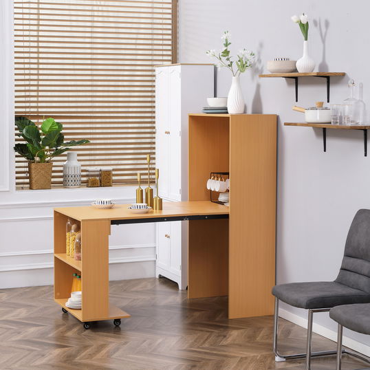 HOMCOM Masa de sufragerie pliabila moderna, bufet extensibil pentru spatii mici, locuri pana la 3 persoane, natural | AOSOM RO