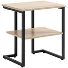 HOMCOM Masuta de cafea cu raft inferior, noptiera moderna din otel si lemn, 45x35x48cm, natural si negru