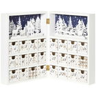 HOMCOM Calendar de Advent de Craciun in forma de carte cu litere si decoratiuni tematice, 22x9x30 cm, din placaj, alb