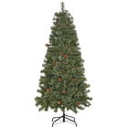 HOMCOM Brad de Craciun artificial 6 picioare, cu 450 de ramuri realiste, 28 conuri de pin, baza metalica, verde