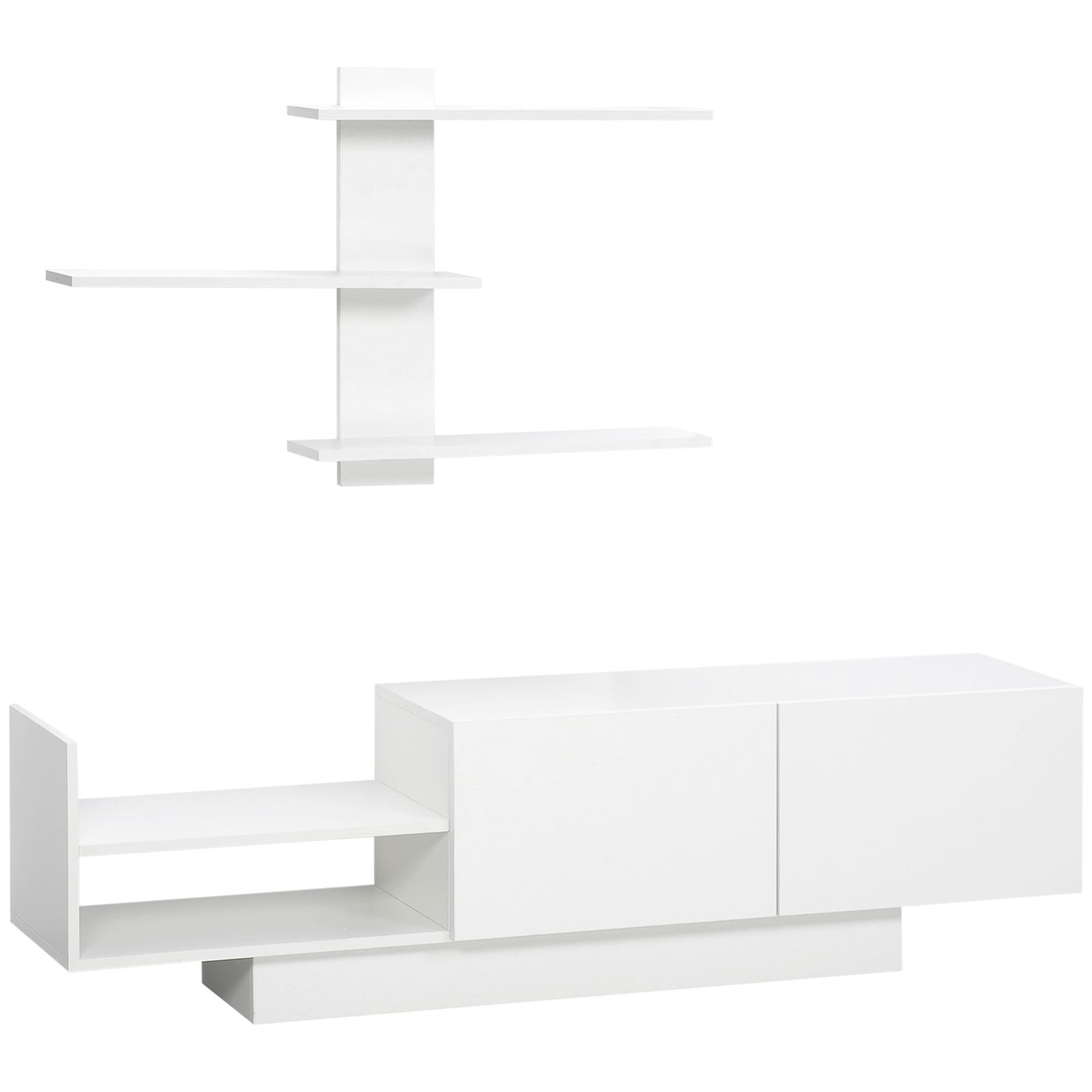 HOMCOM Dulap TV modern cu raft de perete, alb