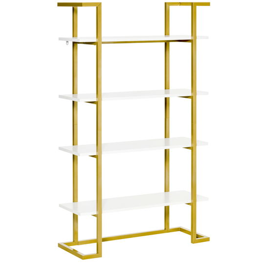 HOMCOM Raft din lemn si otel cu 4 niveluri de depozitare, elegant, auriu, cu un design multifunctional robust | AOSOM RO