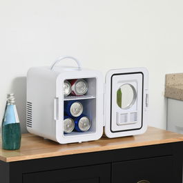 HOMCOM Mini-frigider de 4L/6 cutii, Racitor si incalzitor portabil AC+DC pentru produse de ingrijire a tenului, machiaje | AOSOM RO