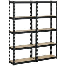 HOMCOM Raft de depozitare cu 5 niveluri, set de 2, negru si maro | AOSOM RO