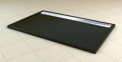 Cadita dus SanSwiss ILA WIA, 80x100x3.5 cm marmura compozita negru, crom