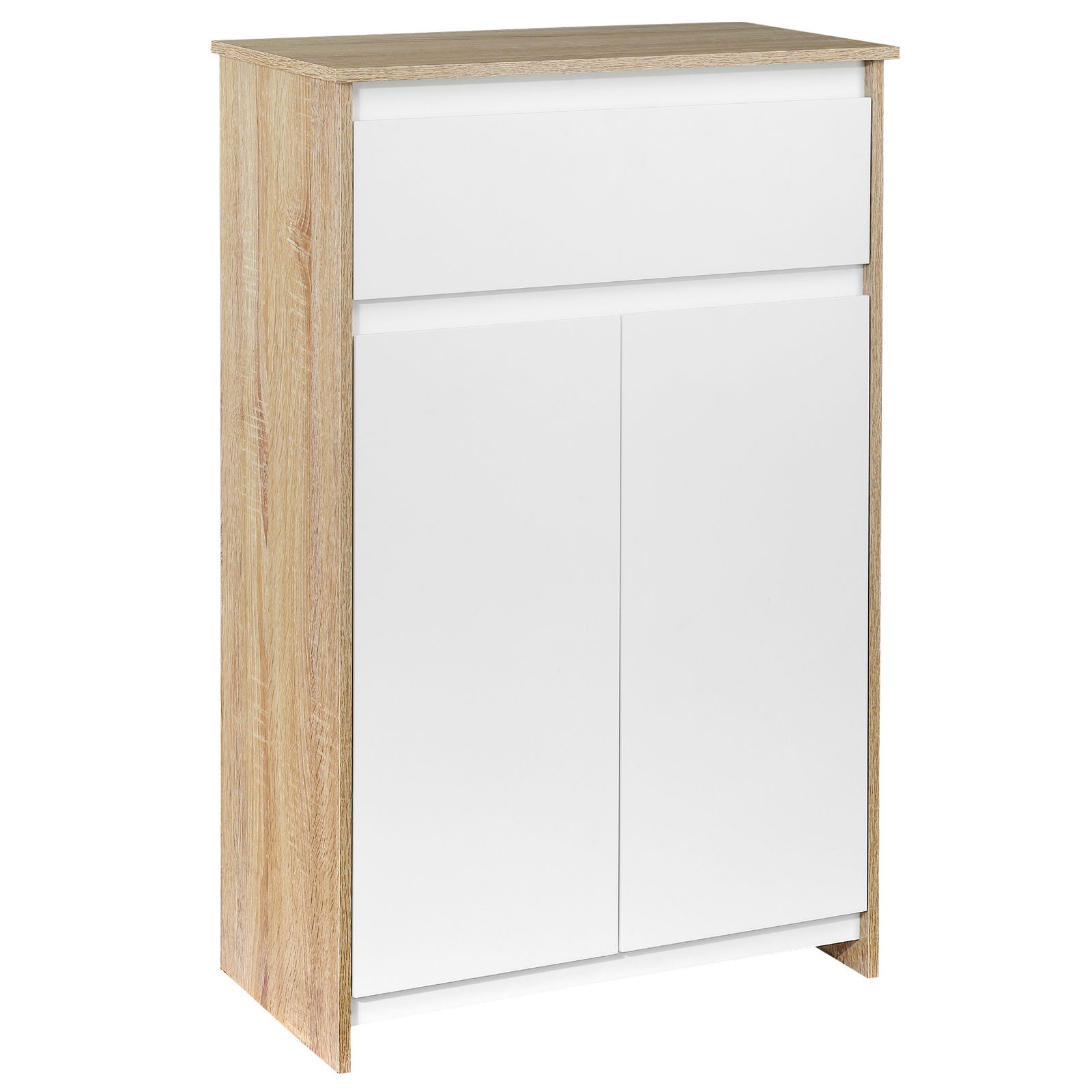 kleankin Mobilier de baie multifunctional, mobilier de baie cu dulap si sertar, de dimensiuni reduse, culoarea lemnului si alb 60x30x90cm