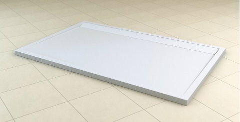 Cadita dus SanSwiss ILA WIA, 80 x 120 cm slim din marmura compozita, alb