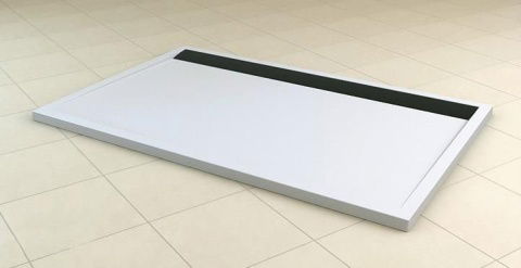 Cadita dus SanSwiss ILA WIA, 80 x 90 cm slim din marmura compozita alb, negru