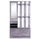 Mobile Garderoba pentru Intrare si Dormitor, cu Cuier cu 6 Carlige, Pantofar Reglabil si Oglinda, Gri ciment, 90x22x116 cm Gri ciment | AOSOM RO