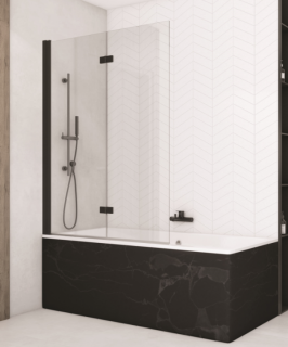 Paravan cada pliabil 180° SanSwiss Solino SOLB2, negru mat 100xH150cm