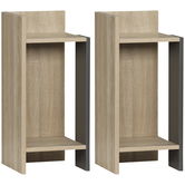 HOMCOM Noptiera moderna Set de 2, noptiere cu polita deschisa, masuta de cafea, dormitor, gri | AOSOM RO