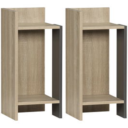 HOMCOM Noptiera moderna Set de 2, noptiere cu polita deschisa, masuta de cafea, dormitor, gri | AOSOM RO