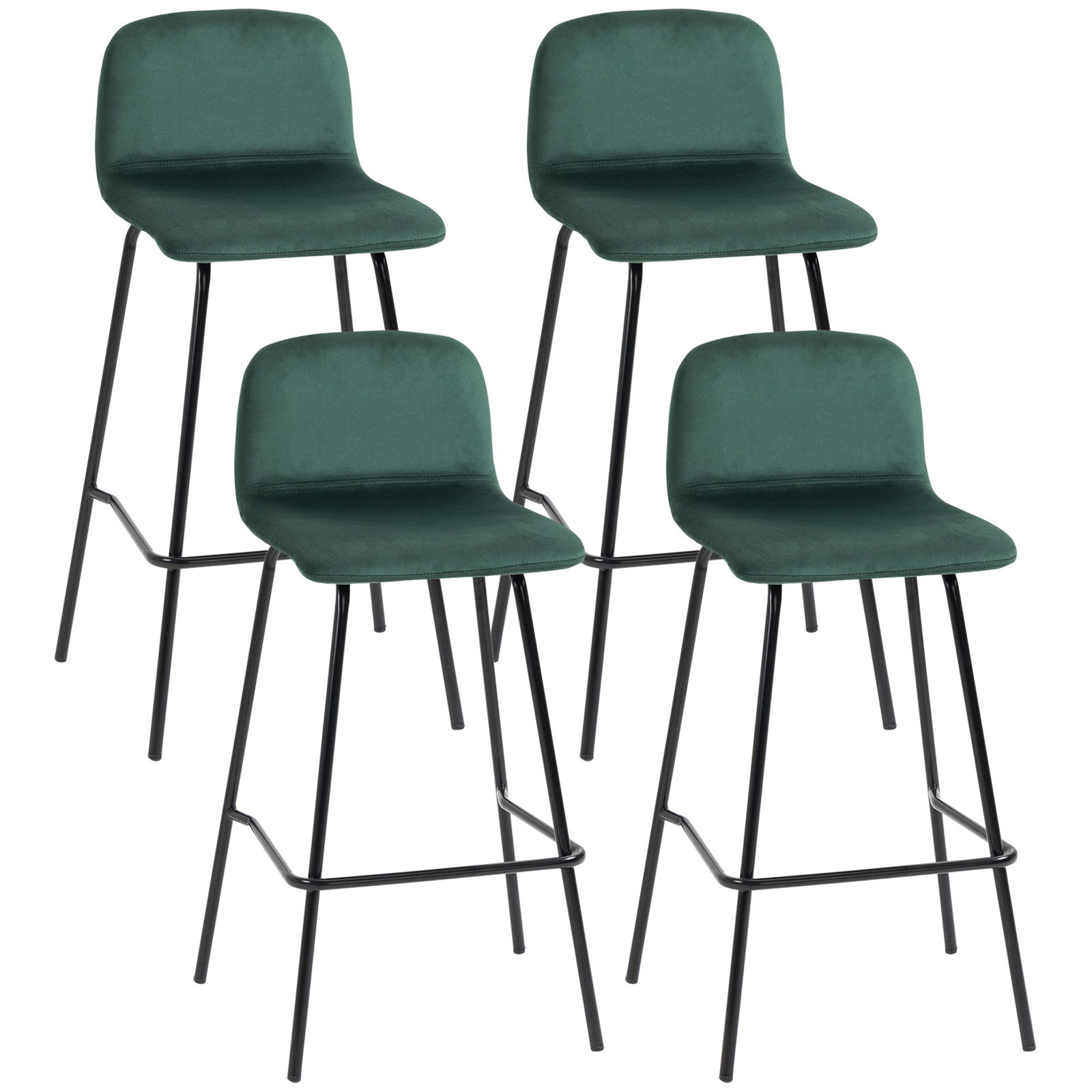 HOMCOM Set de 4 scaune de bar modern, scaun de bucatarie stivuibil, scaune de bar tapitate cu spatar | AOSOM RO
