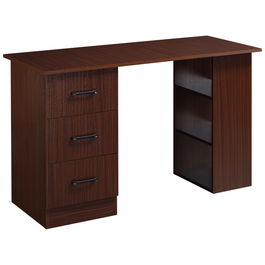 HOMCOM Birou cu 3 sertare si 3 rafturi reversibile, birou din lemn de 120 cm, culoare nuc | AOSOM RO
