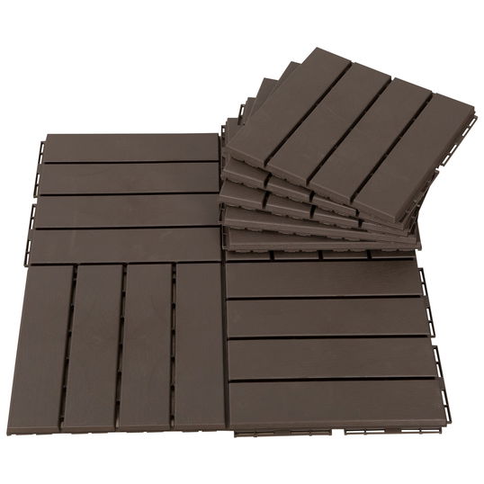 Outsunny Set de gresie pentru Terasa 30x30x2cm, 0.81 mq, Maro