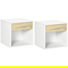 HOMCOM Set de 2 noptiere moderne, cu sertar si raft, masa laterala pentru camera de zi, dormitor, alb | AOSOM RO