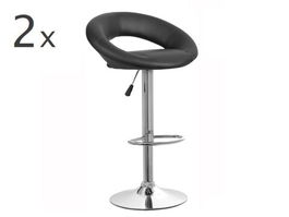 Set 2 scaune bar, Bedora Oval, piele ecologica, negru