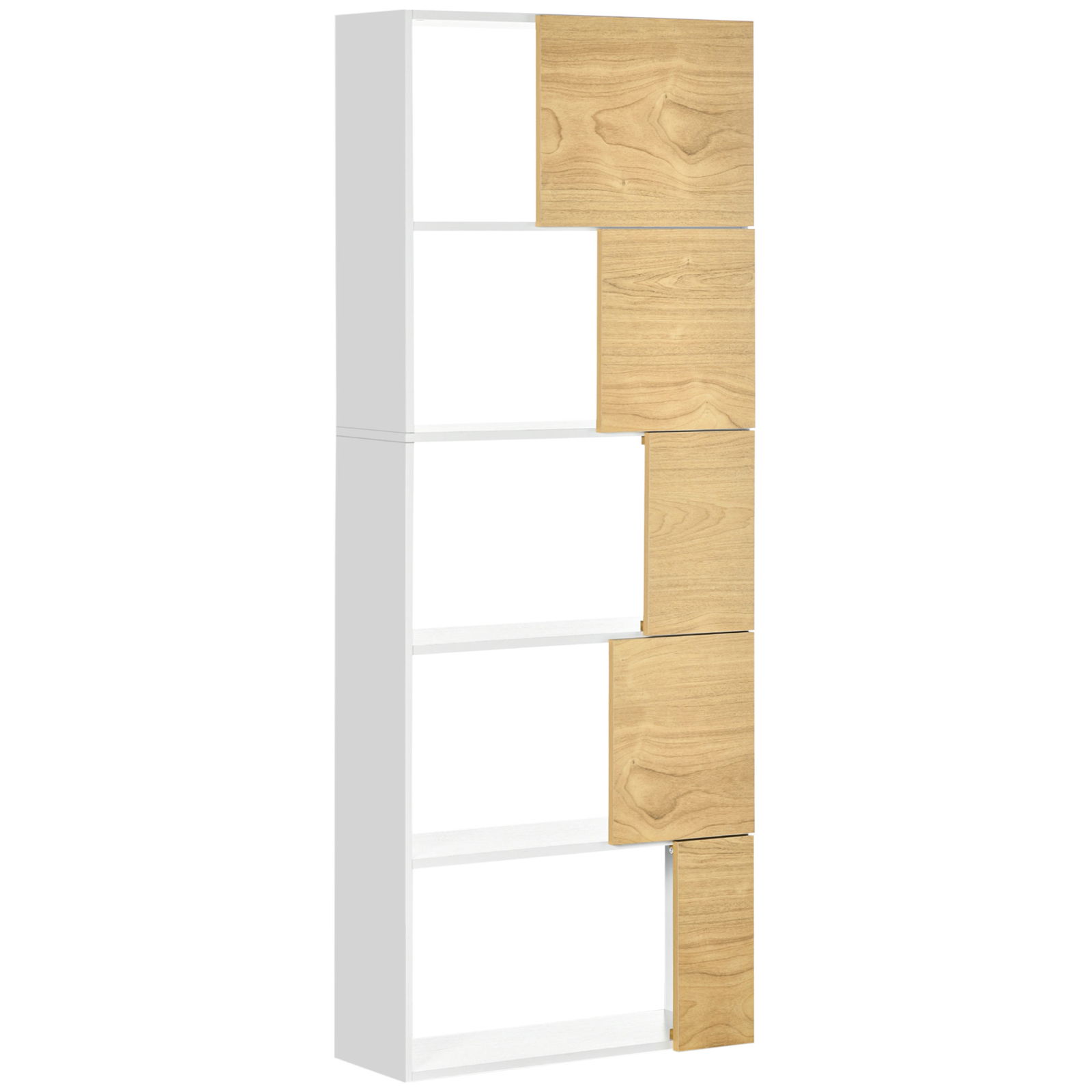 HOMCOM Dulap de depozitare, raft de carti cu 5 nivele cu compartimente deschise, pentru intrare, dormitor, camera de zi, natural | AOSOM RO