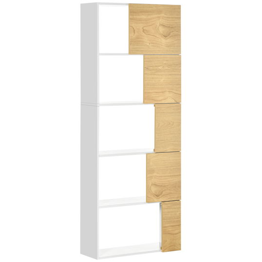 HOMCOM Dulap de depozitare, raft de carti cu 5 nivele cu compartimente deschise, pentru intrare, dormitor, camera de zi, natural | AOSOM RO