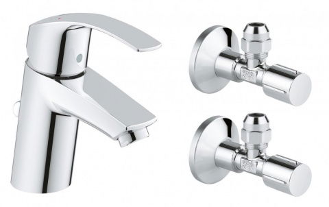 Baterie lavoar Grohe Eurosmart monocomanda 1/2″ cu doi robineti de colt