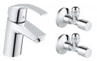 Baterie lavoar Grohe Eurosmart monocomanda 1/2″ cu doi robineti de colt