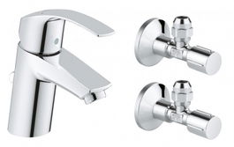Baterie lavoar Grohe Eurosmart monocomanda 1/2″ cu doi robineti de colt