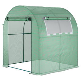 Outsunny Sera de gradina tip tunel cu ferestre si usi rulante, sera pentru plante cu invelis din PE, verde, 180x180x200cm | AOSOM RO
