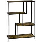 HOMCOM Biblioteca in stil industrial modern cu 4 rafturi, rafturi din lemn si metal pentru sufragerie si birou, 83x34x180cm, maro | AOSOM RO