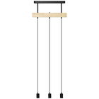 HOMCOM Lampa suspendata in stil industrial cu 3 becuri, candelabru vintage din lemn si metal, 50x8x33cm, negru | AOSOM RO