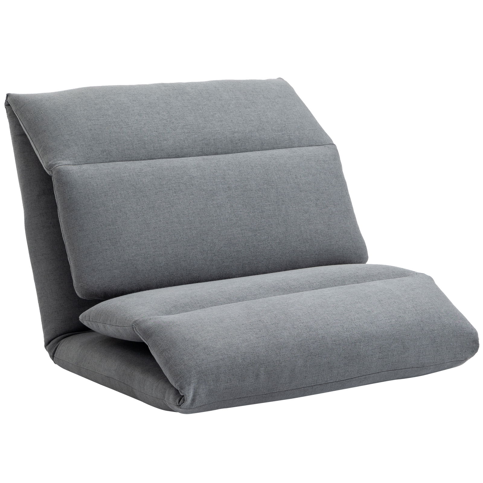 HOMCOM Fotoliu de podea Relax cu spatar rabatabil, scaun de pat de o persoana din material si otel, 71x72x60cm, gri inchis | AOSOM RO