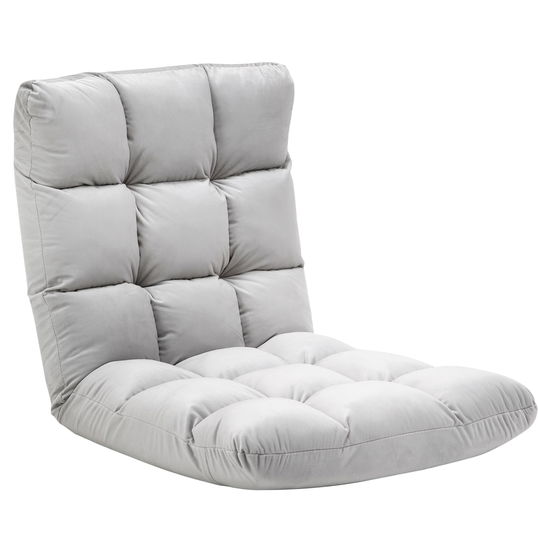 HOMCOM Fotoliu Relax pentru podea cu spatar inclinat la 180°, husa si captuseala groasa, 71x55x53,5 cm, gri deschis | AOSOM RO