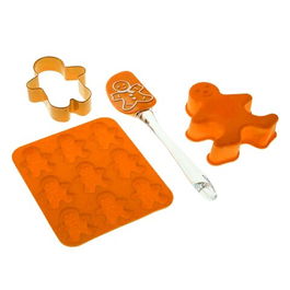 Set ustensile si forme desert pentru copii, 4 piese,Versa, Muneco, plastic, portocaliu