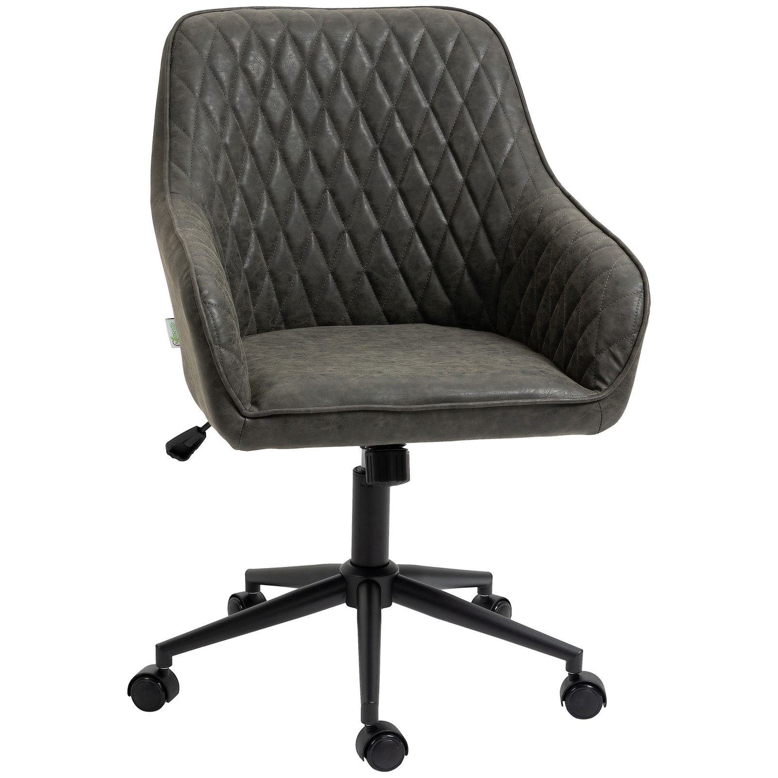 Vinsetto Scaun de birou cu inclinare si inaltime reglabila, din Piele PU, spuma de cauciuc si otel, 59x60x90-100 cm, Gri | AOSOM RO