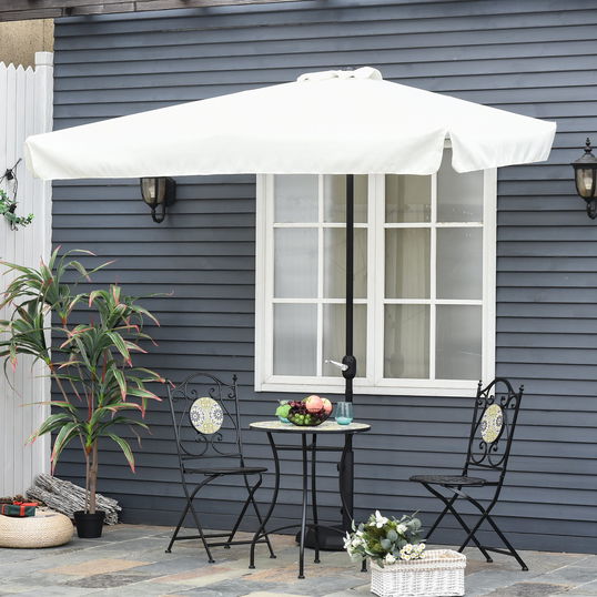 Outsunny Umbrela semicirculara pentru gradina cu manivela, 230x130x249cm, Alb Crem | Aosom Ro