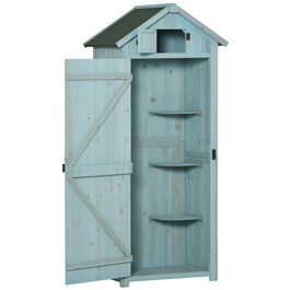 Outsunny Magazie de Gradina pentru Scule din Lemn Impermeabila, 77x54,2x179cm, Gri