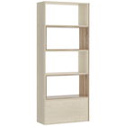 Homcom Librarie Rastel cu Rafturi pentru Salon in Lemn 141 x 29 x 176 cm Alb, Stejar