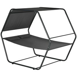 Outsunny Sezlong de exterior pentru gradina cu acoperis, cu design multilateral pentru doua persoane, gri inchis | AOSOSM RO