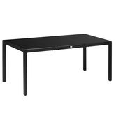 Outsunny Masa pentru exterior cu 8 locuri, Masa dreptunghiulara, cu blat din sticla securizata, negru | AOSOM RO
