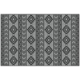 Outsunny Covor Exterior Reversibil, 1,8 x 2,75m, Impermeabil pentru Curte, Veranda, Picnic, Plaja, Camping, Negru si Gri | AOSOM RO