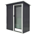 Outsunny Magazie de Scule din Otel, 1 Usa Glisanta, Remiza de Gradina Neagra, Acoperis inclinat 163 x89 x182cm