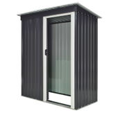 Outsunny Magazie de Scule din Otel, 1 Usa Glisanta, Remiza de Gradina Neagra, Acoperis inclinat 163 x89 x182cm