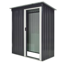 Outsunny Magazie de Scule din Otel, 1 Usa Glisanta, Remiza de Gradina Neagra, Acoperis inclinat 163 x89 x182cm